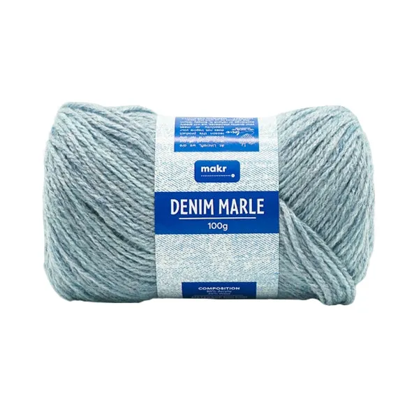 Makr Denim Marle Crochet & Knitting Yarn, 100g Acrylic/Wool Yarn