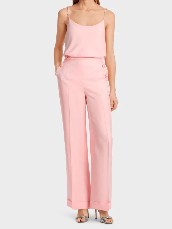 Marc Cain Collections WHEATON Wide Straight Leg Trousers In Soft Seashell WC 81.46 W84 COL 212