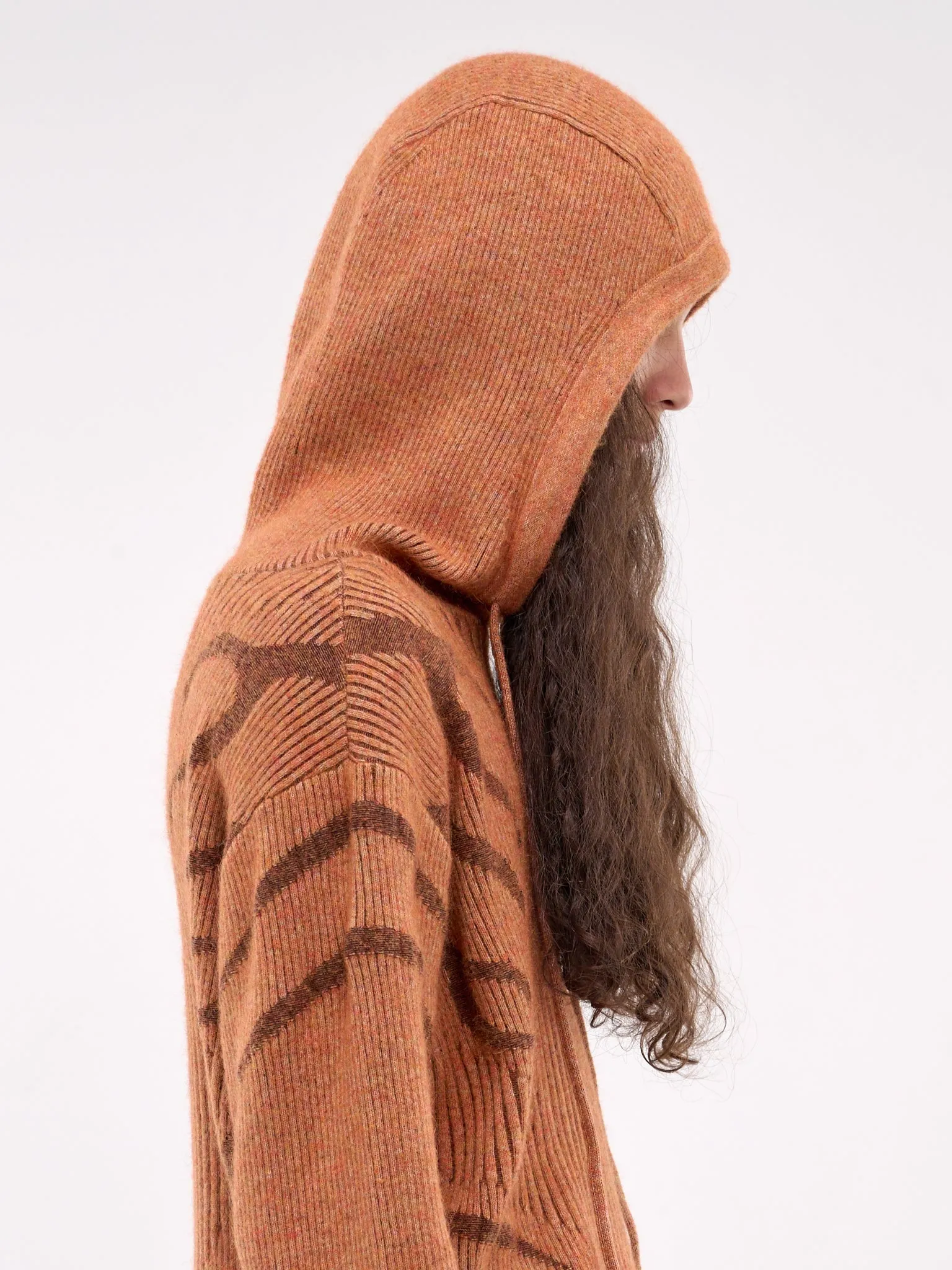 Mohair/Wool Blend Plated Hoodie (PULVRHOOD-ORANGE-BROWN)