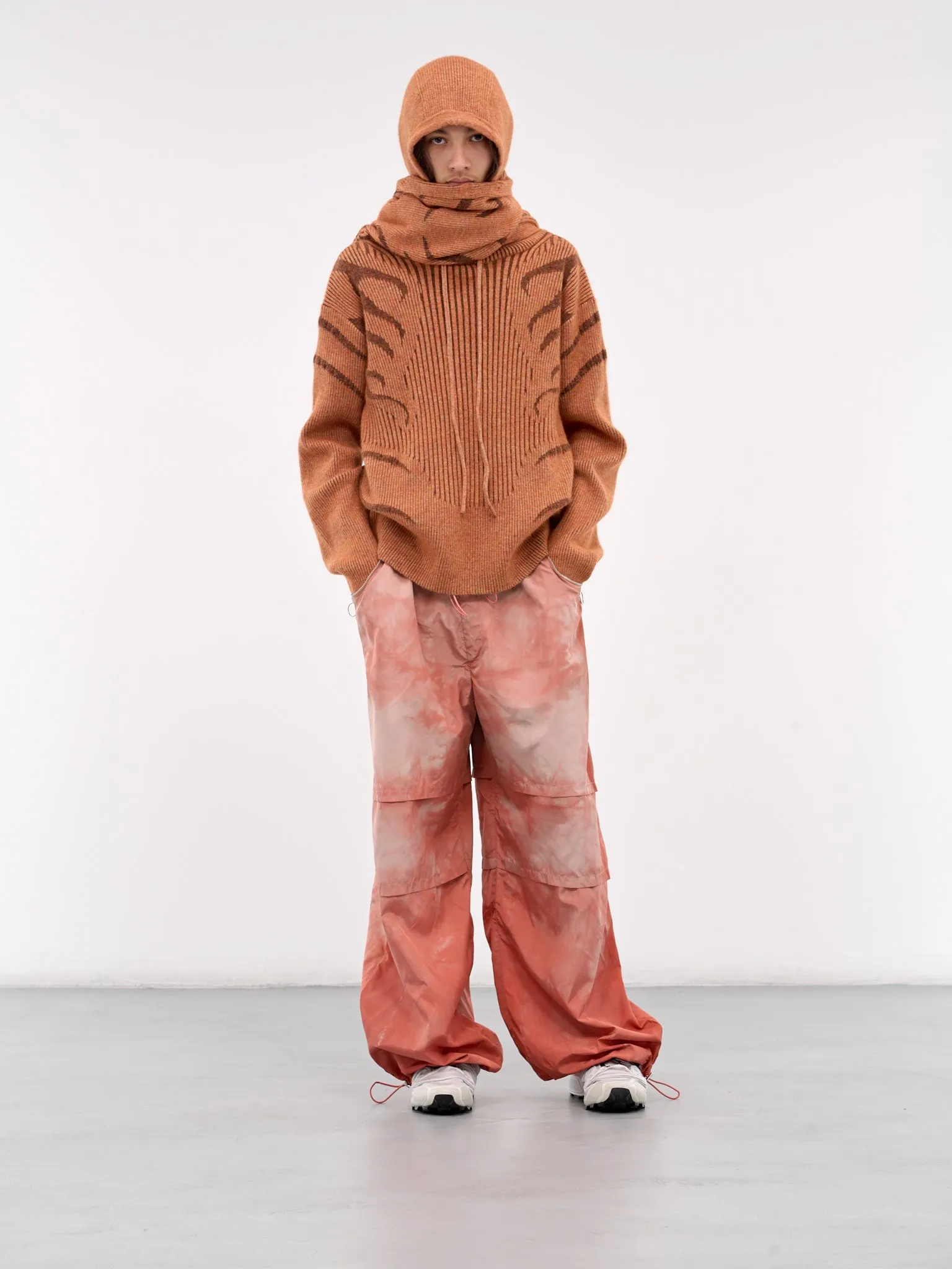 Mohair/Wool Blend Plated Hoodie (PULVRHOOD-ORANGE-BROWN)