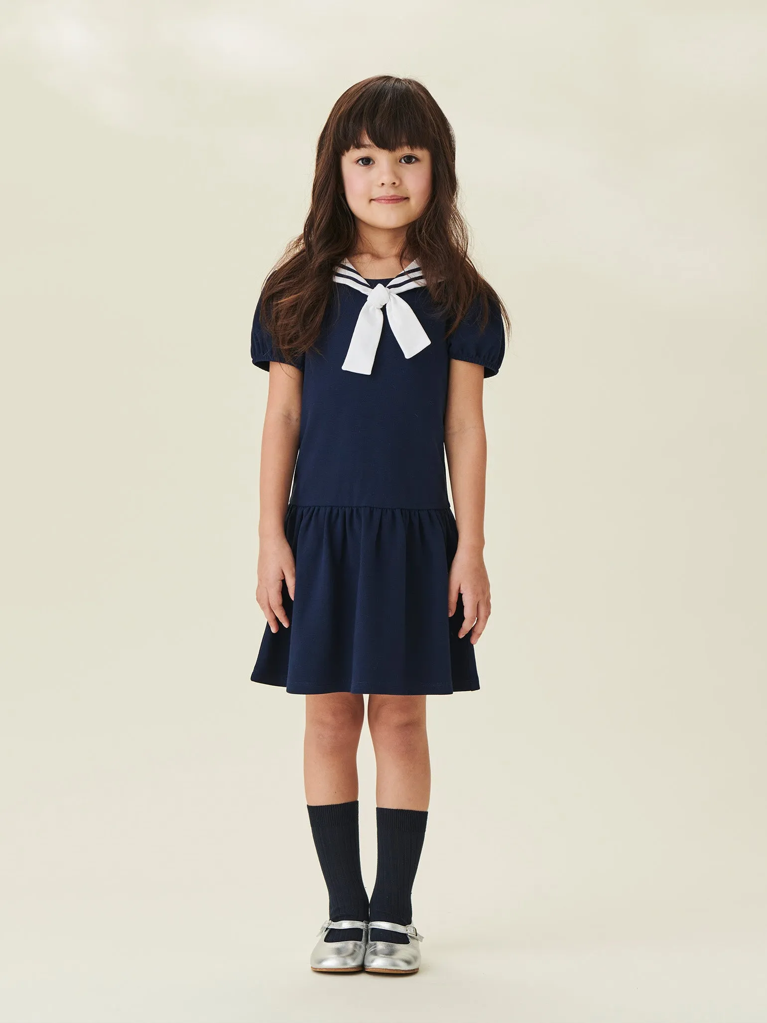 Navy Crisanta Girl Nautical Drop Waist Dress