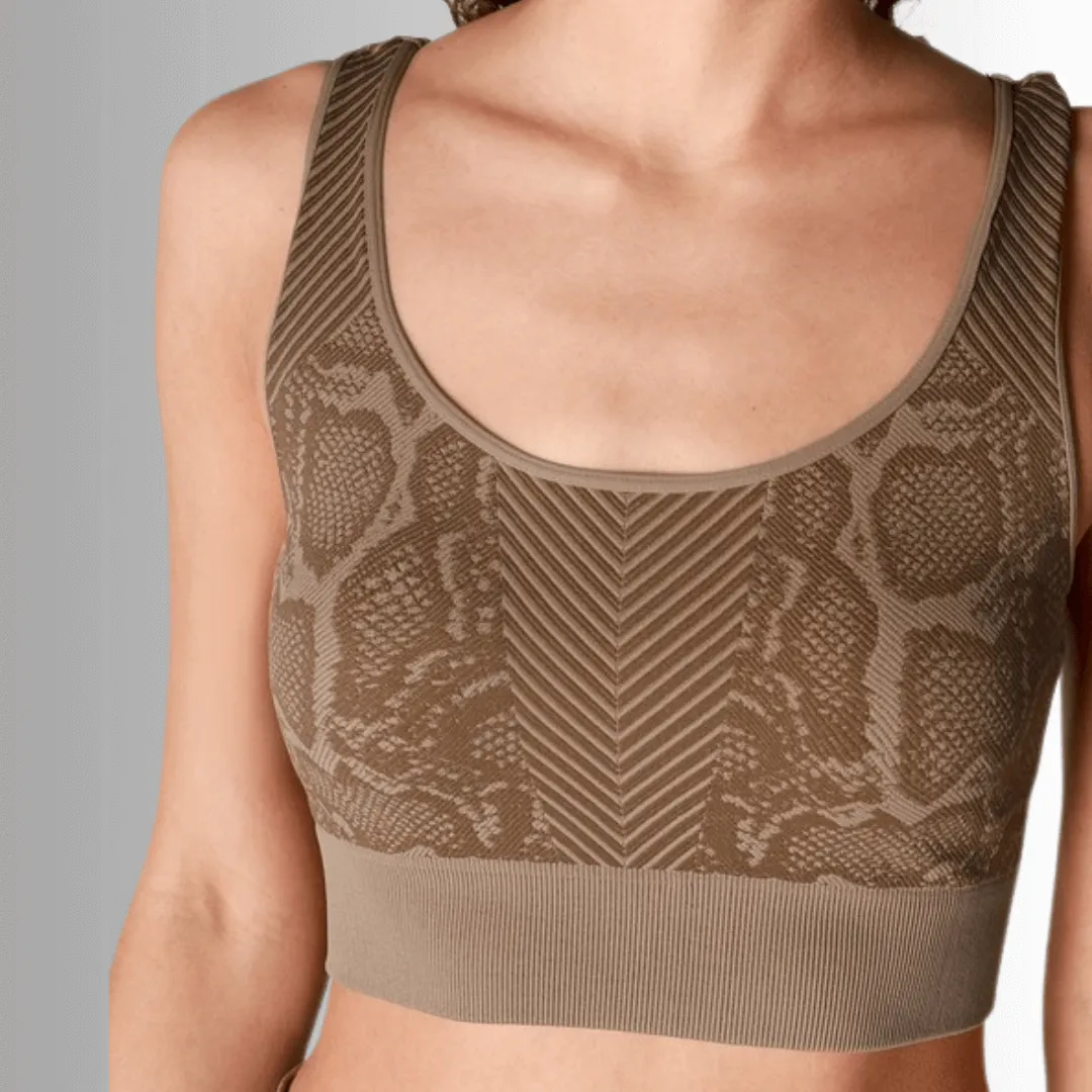 Nikibiki Mocha Snake Print Seamless Bra Top Made in USA