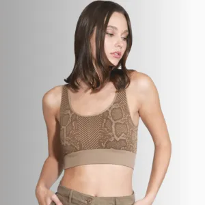 Nikibiki Mocha Snake Print Seamless Bra Top Made in USA