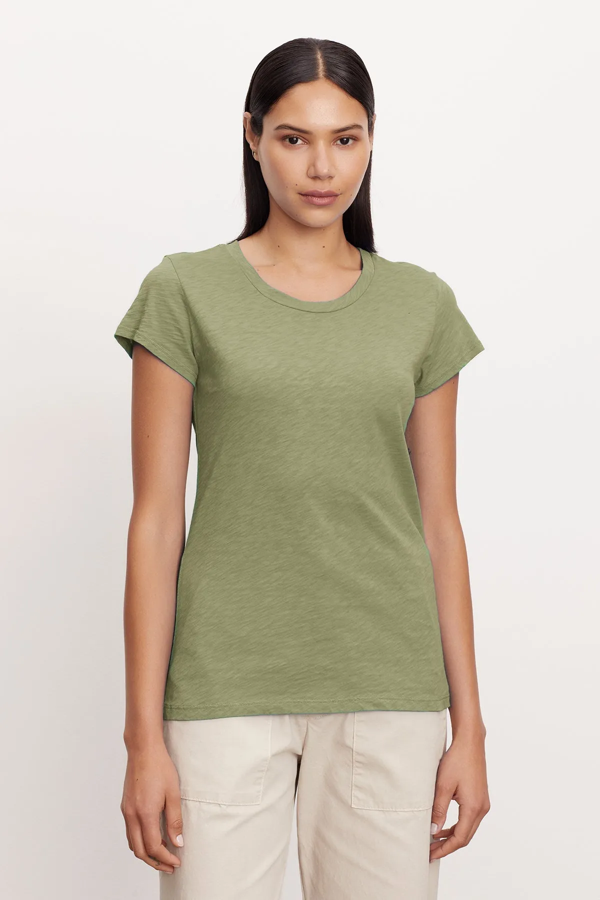 ODELIA COTTON SLUB CREW NECK TEE