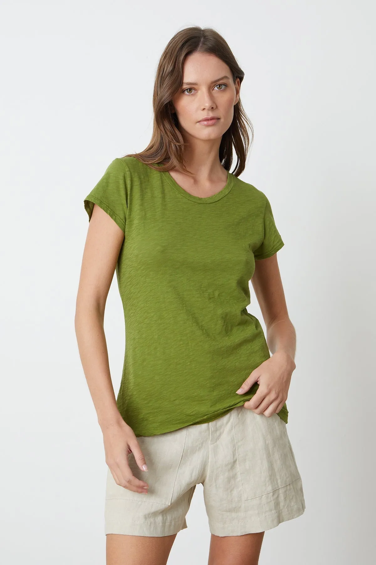 ODELIA COTTON SLUB CREW NECK TEE