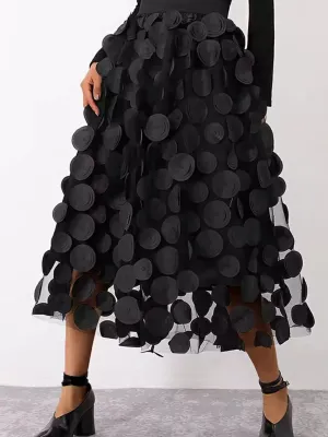 Oversized Mesh Polka Trendy Dot Midi Skirt