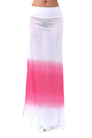 Pink White Ombre High Waist Fashion Maxi Skirt U.S.A