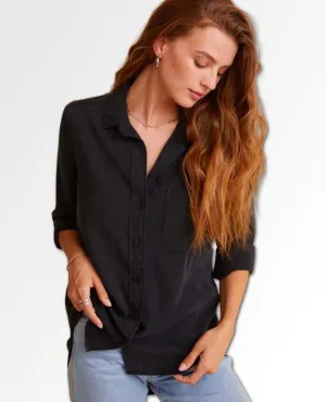 Restocked Classic Button Down Roll Up Sleeve Vintage Black