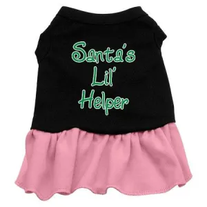 Santa's Lil Helper Screen Print Dress Black with Pink XS (8)