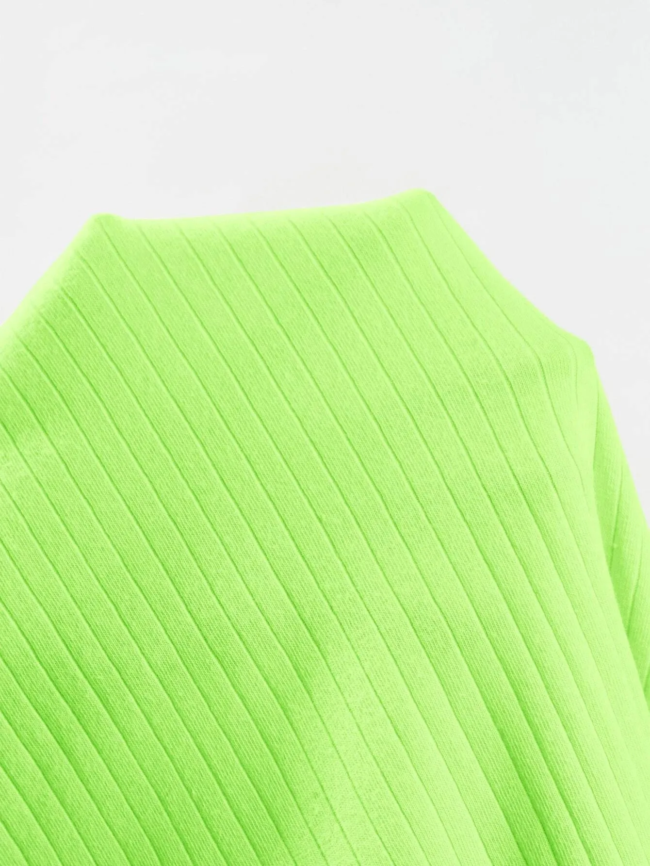 SHEIN EZwear Neon Lime Solid Rib-knit Halter Top