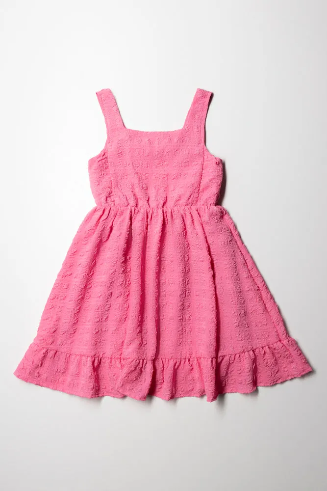 Textured Flare Dress Pink