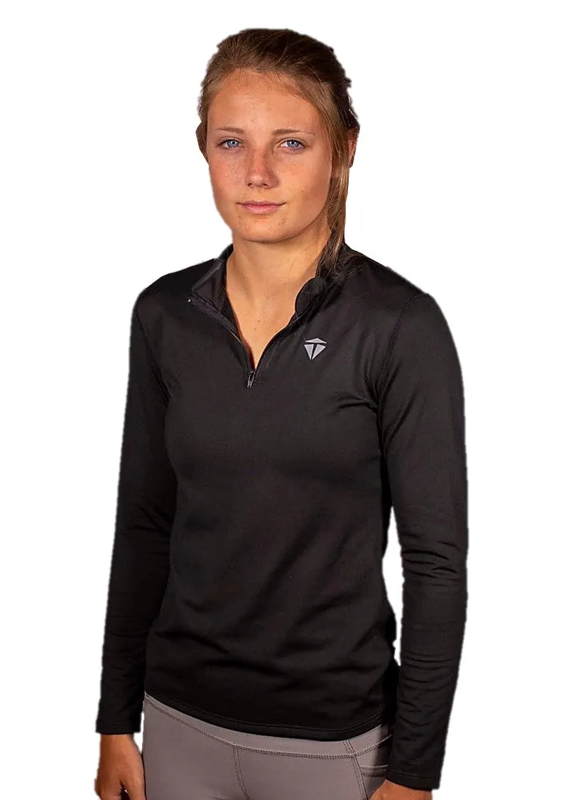 THEUS Sleek Fit Women's 1/4 Zip Long Sleeve Micro Fleece Interior Running Shirt