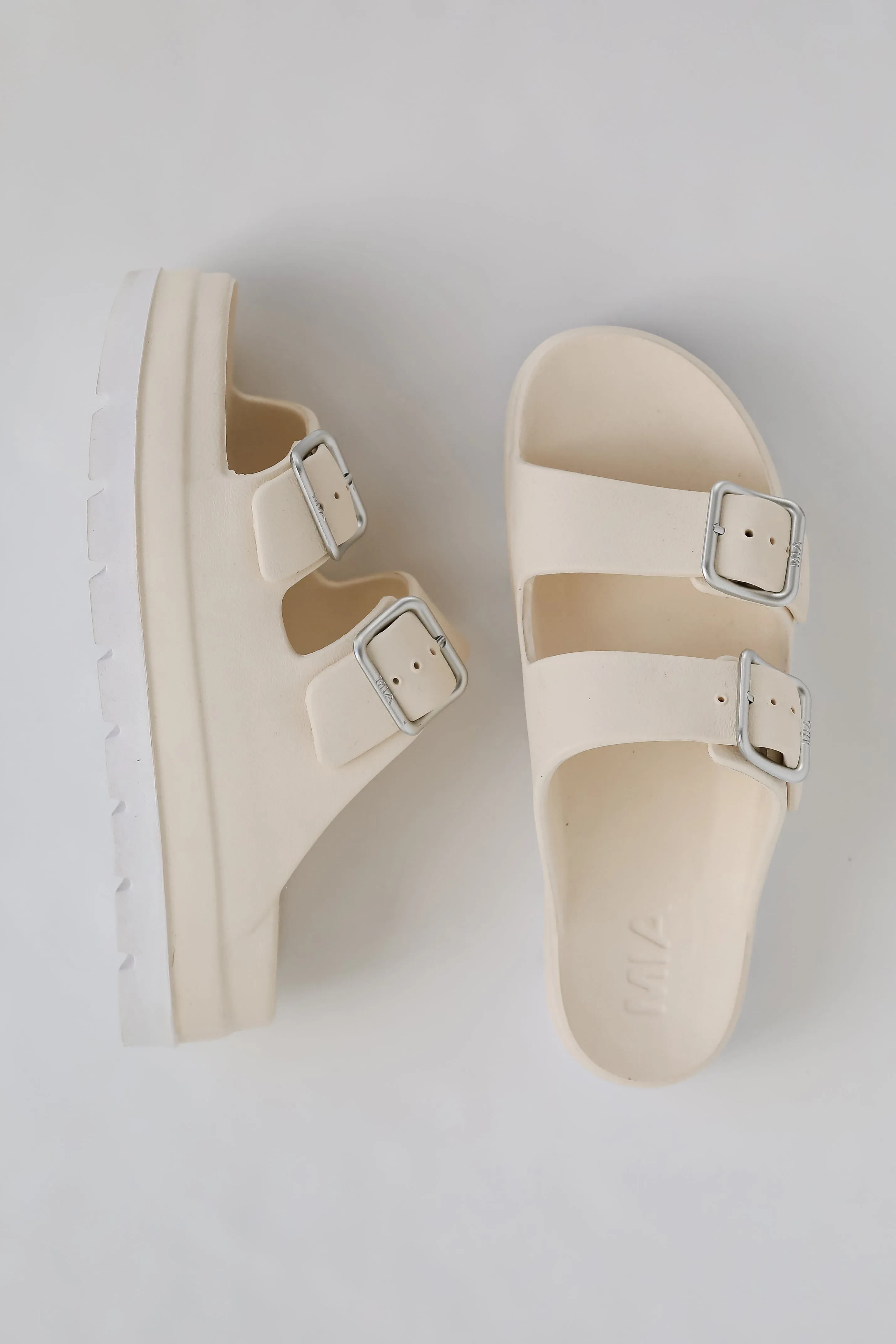 Today Is Your Day Cream Platform Double Strap Sandals