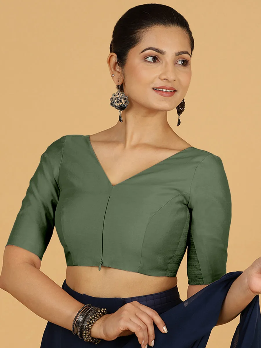 Vedika x Rozaana |  Saree Blouse in Hunter Green