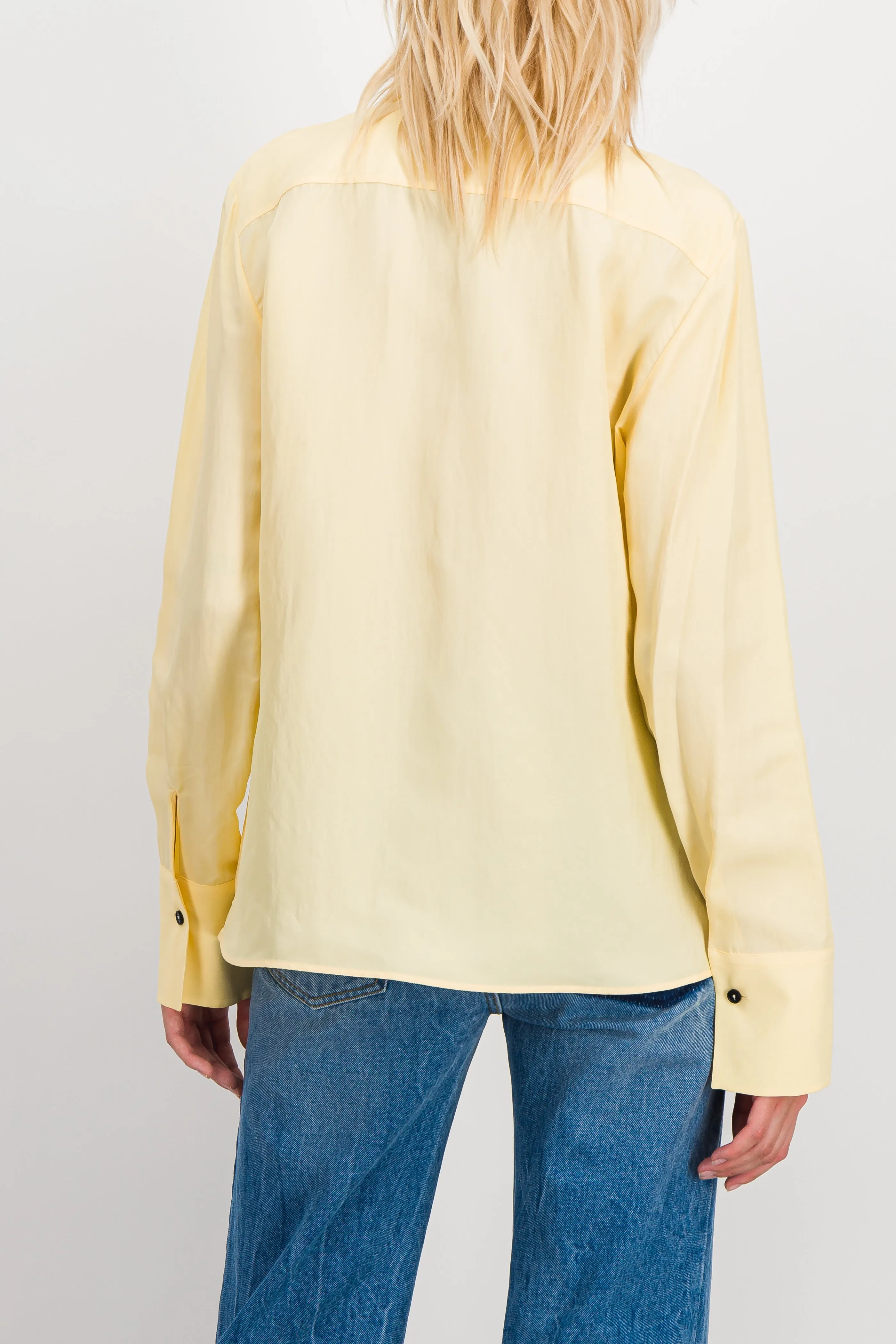 Viscose-silk shirt with large peak collar