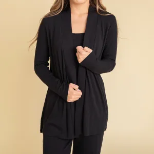 Women's Black Pointelle Fly Away Cardigan